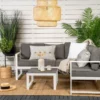Garten Loungeset Tamara – in Grau mit Glasplatte für Terrasse & Balkon
