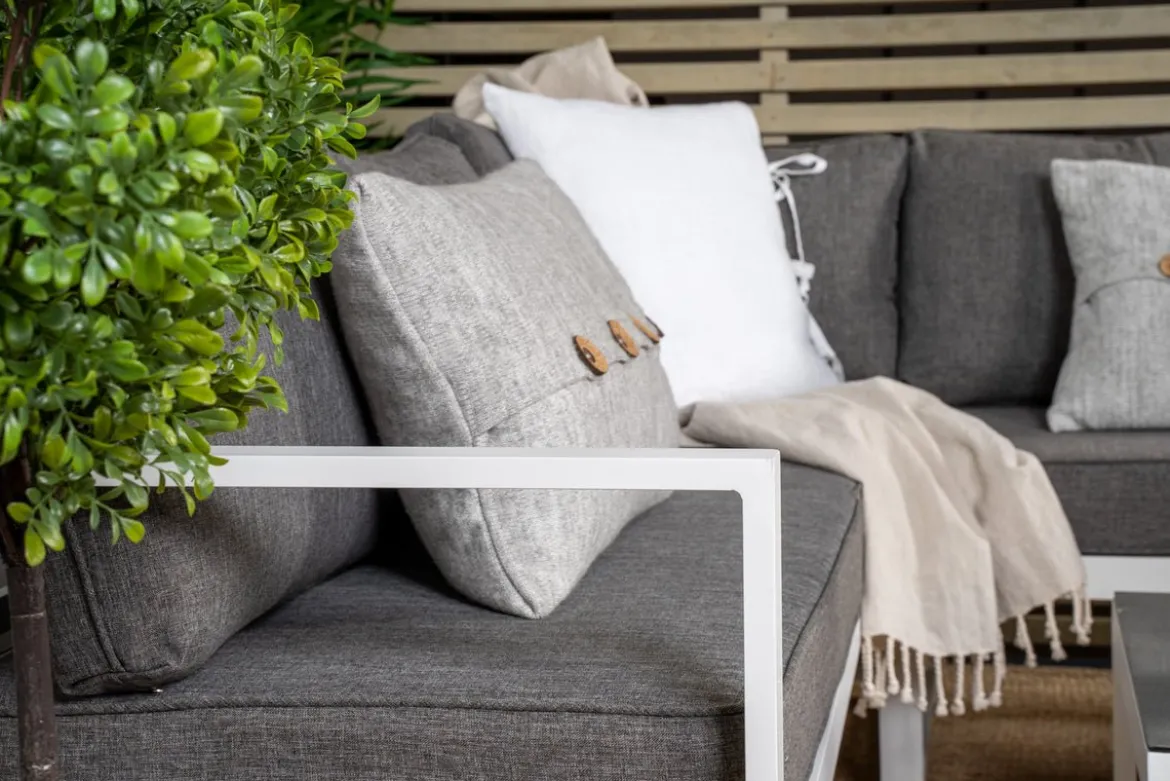 Garten Loungeset Tamara – in Grau mit Glasplatte für Terrasse & Balkon