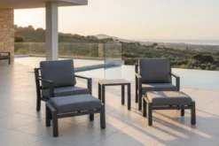Garten Loungeset Tavira – 5-teiliges Outdoor-Sessel-Set in Schwarz