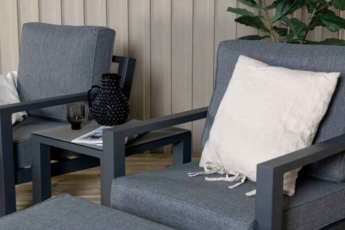 Garten Loungeset Tavira – 5-teiliges Outdoor-Sessel-Set in Schwarz