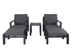 Garten Loungeset Tavira – 5-teiliges Outdoor-Sessel-Set in Schwarz