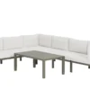 Garten Loungeset Torena 3+3 – Großes Ecksofa in Weiß mit Tisch