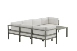 Garten Loungeset Torena 3+3 – Großes Ecksofa in Weiß mit Tisch