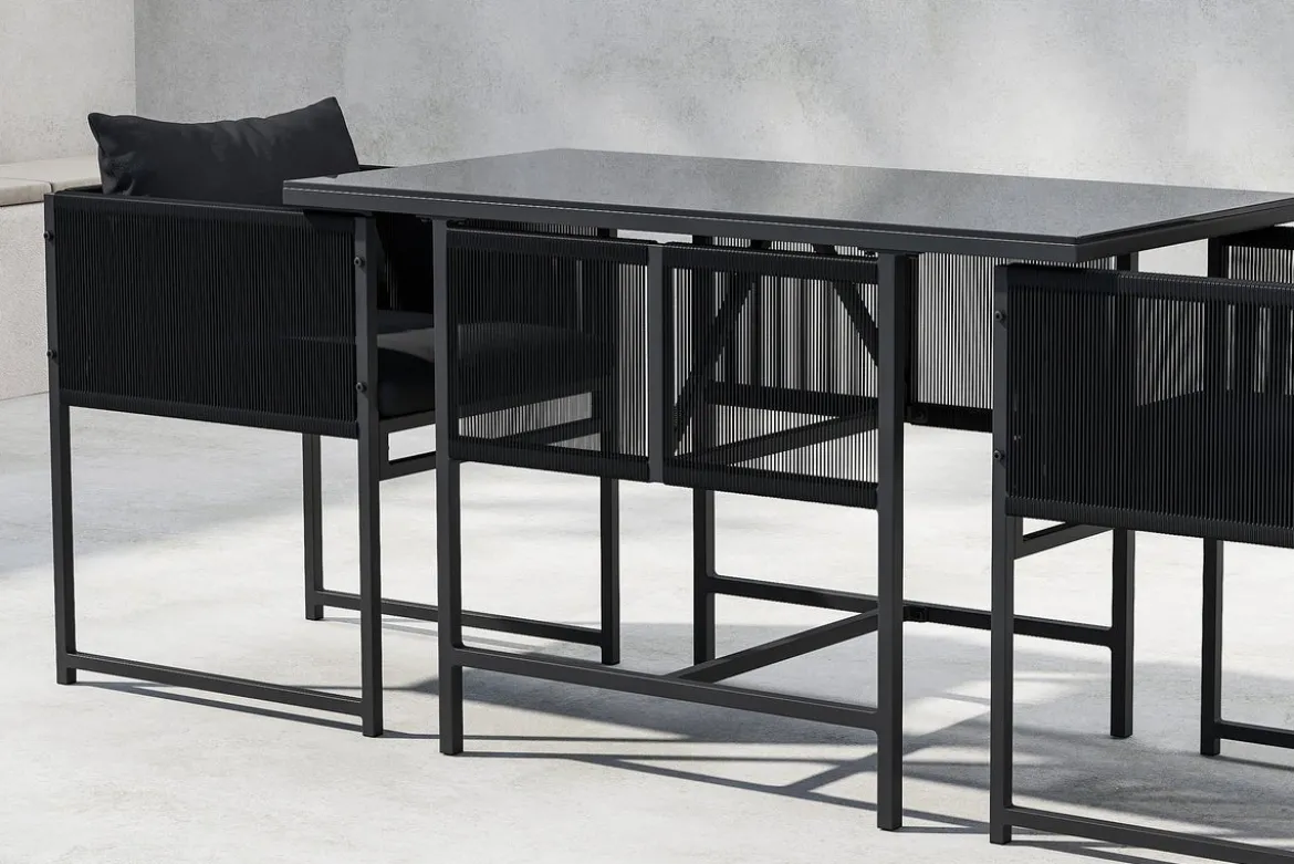 Garten Loungeset Velenzo – 3-teiliges Set mit 2 Stühlen in Schwarz