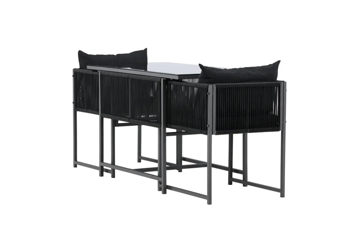 Garten Loungeset Velenzo – 3-teiliges Set mit 2 Stühlen in Schwarz