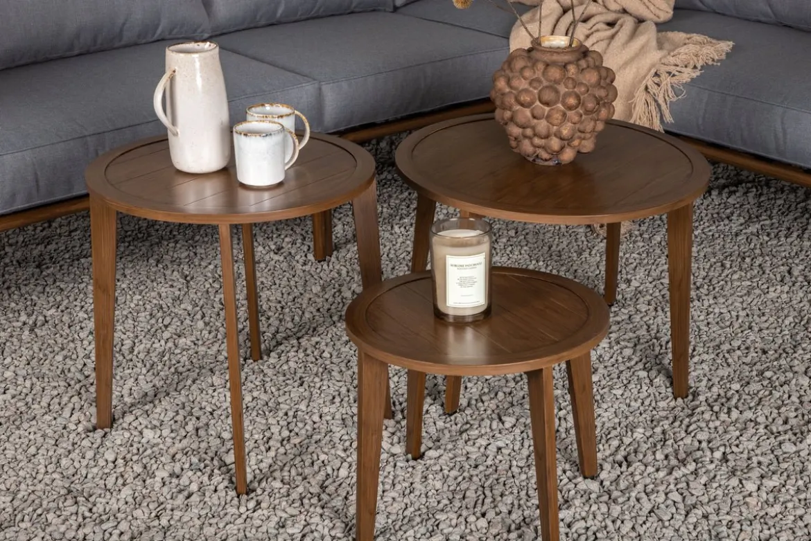 Garten Loungeset Xenia - aus braunem Stahl mit grauen Kissen