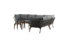 Garten Loungeset Xenia - aus braunem Stahl mit grauen Kissen