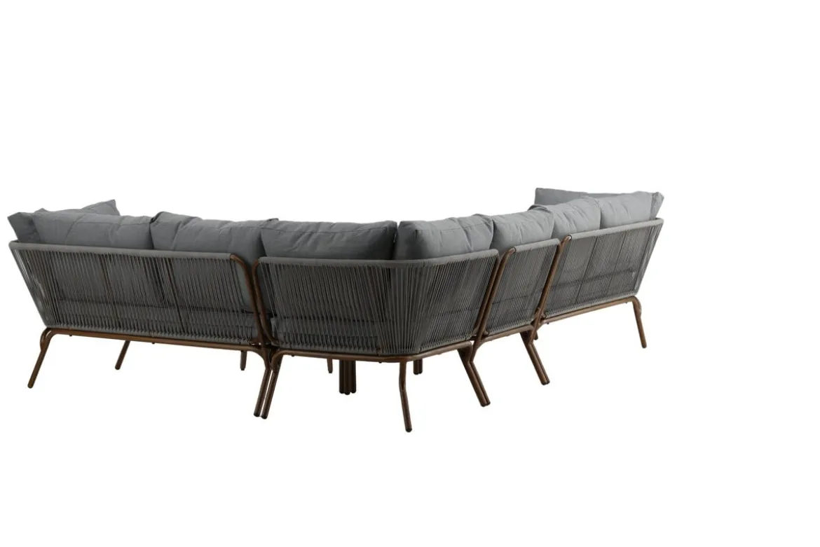 Garten Loungeset Xenia - aus braunem Stahl mit grauen Kissen