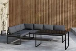 Garten Loungeset Zico – 3-teilig mit Glastisch in Grau