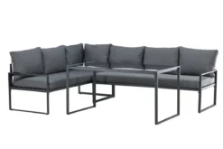 Garten Loungeset Zico – 3-teilig mit Glastisch in Grau