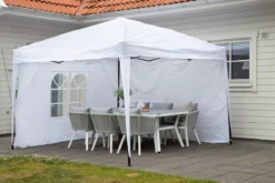 Garten Pavillon Oasis - mit weißem Dach und Wänden aus Polyester