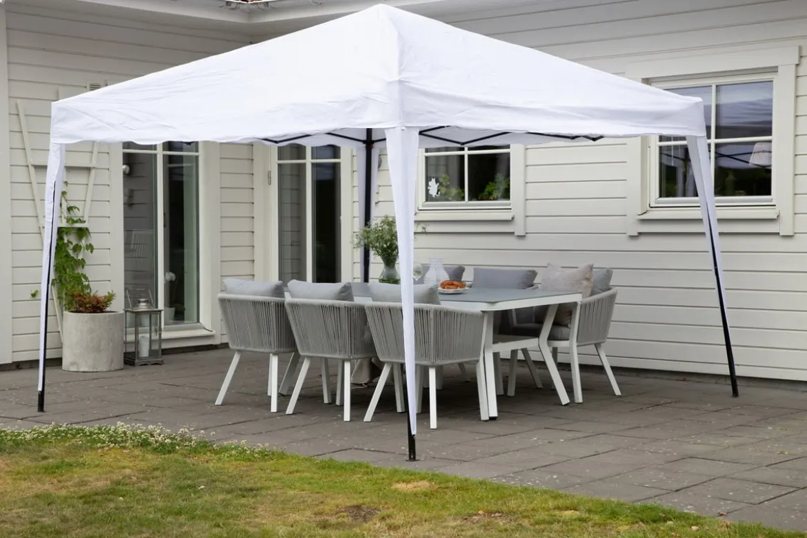 Garten Pavillon Oasis - mit weißem Dach und Wänden aus Polyester