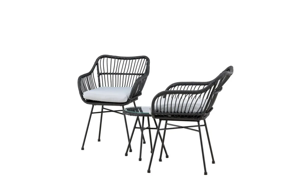 Garten-Sitzgruppe Aora - aus schwarzem Naturrattan