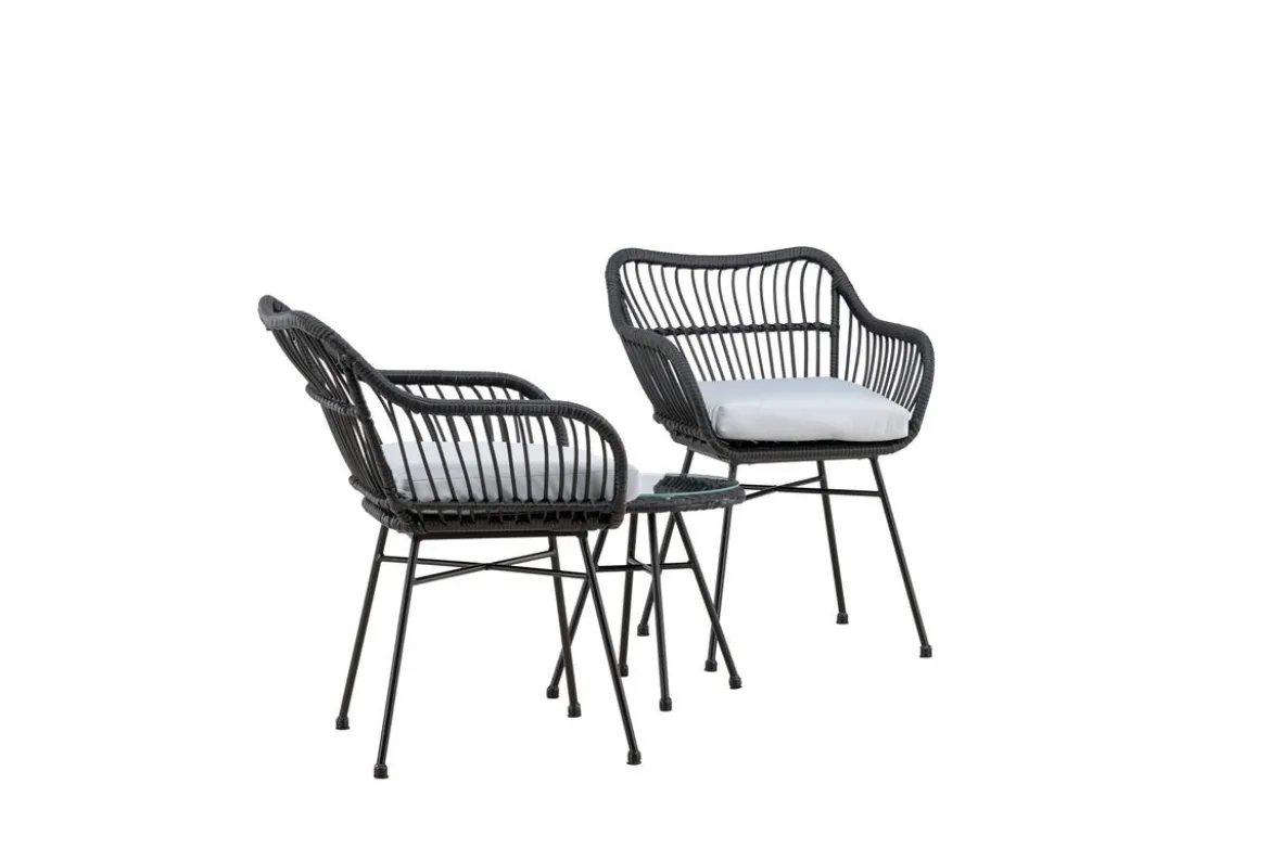 Garten-Sitzgruppe Aora - aus schwarzem Naturrattan