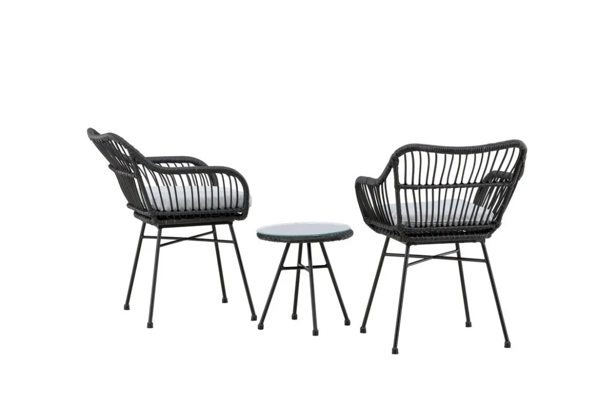 Garten-Sitzgruppe Aora - aus schwarzem Naturrattan
