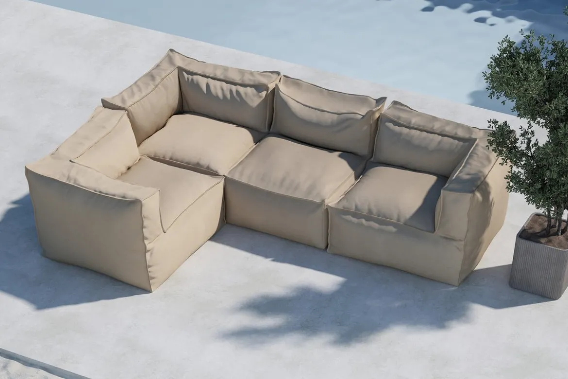 Gartensofa Alvani - Modulares Sofa aus beigem Olefin