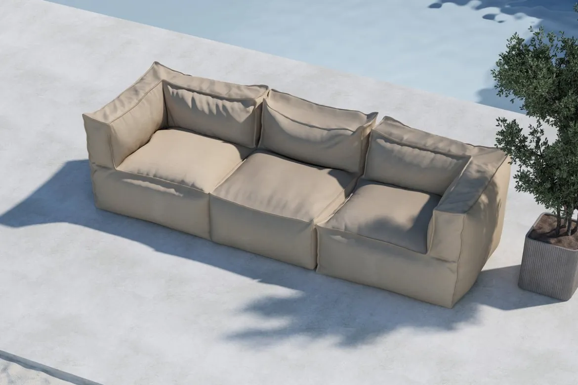 Gartensofa Bravaro - Modulares Sofa aus beigem Olefin