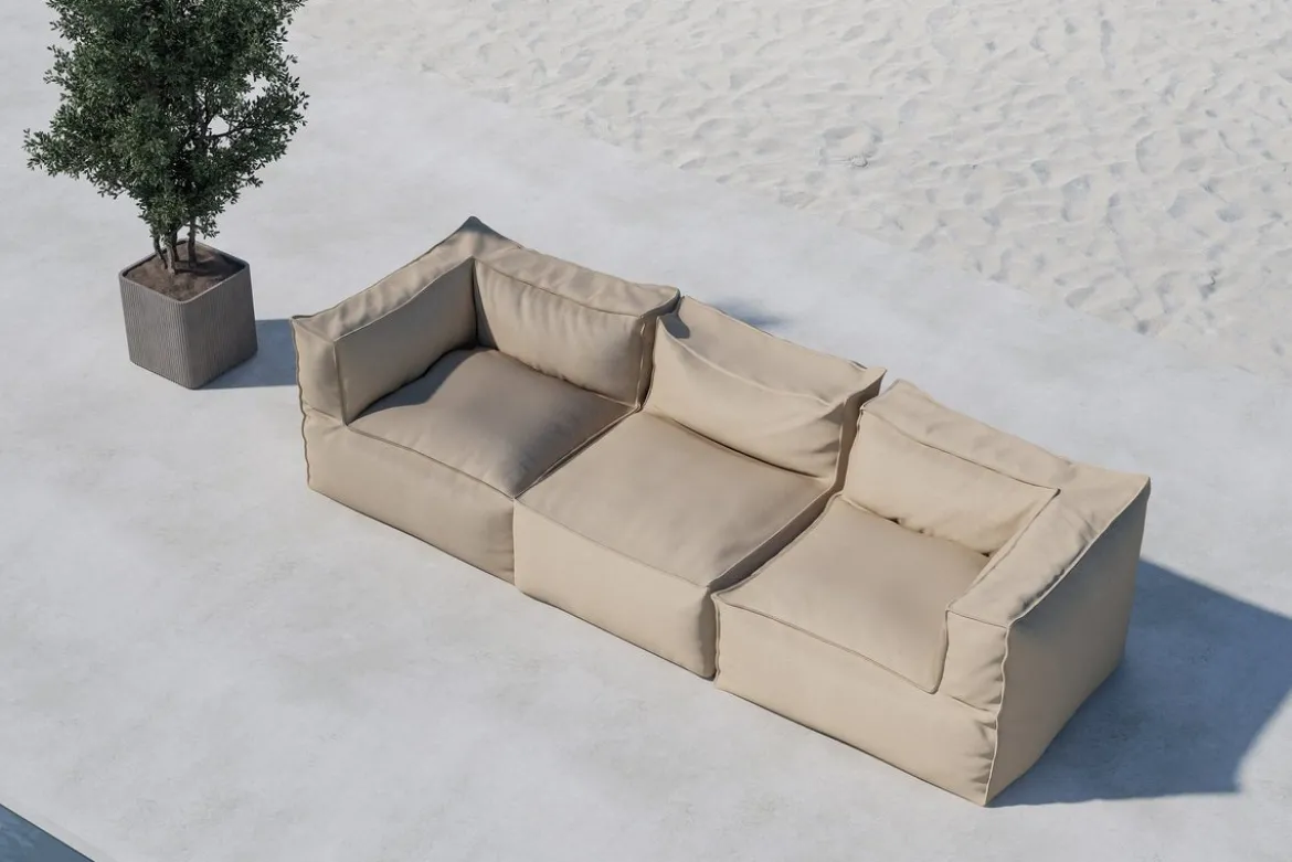 Gartensofa Bravaro - Modulares Sofa aus beigem Olefin