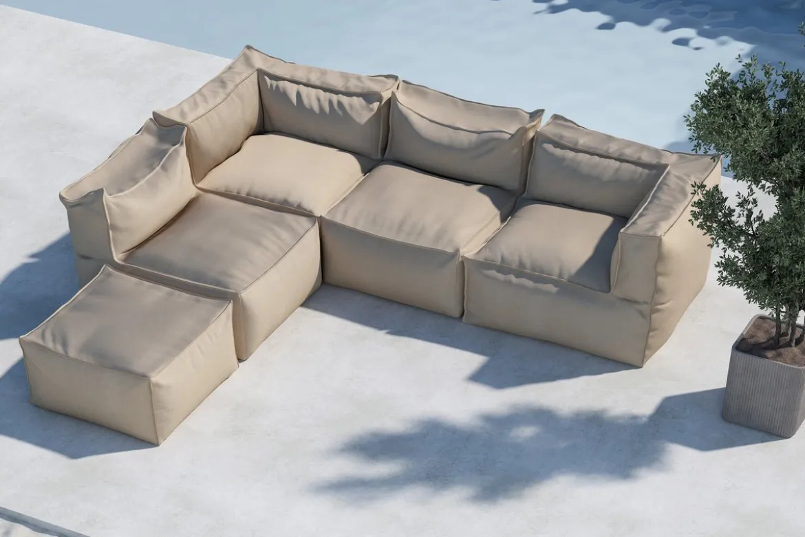 Gartensofa Calvero - Modulares Sofa aus beigem Olefin