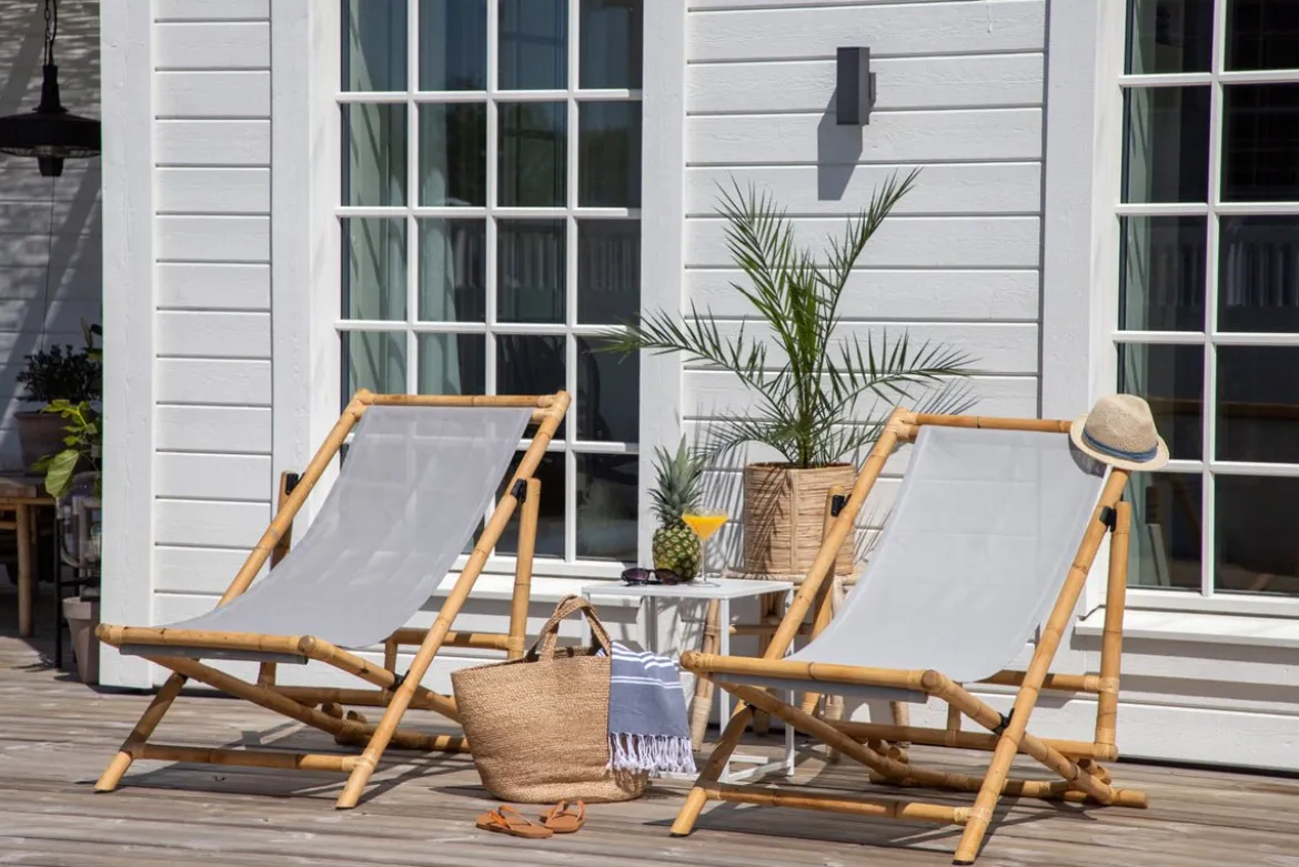 Garten Sonnenliege Coco - aus Rattan und Textilene in Naturoptik