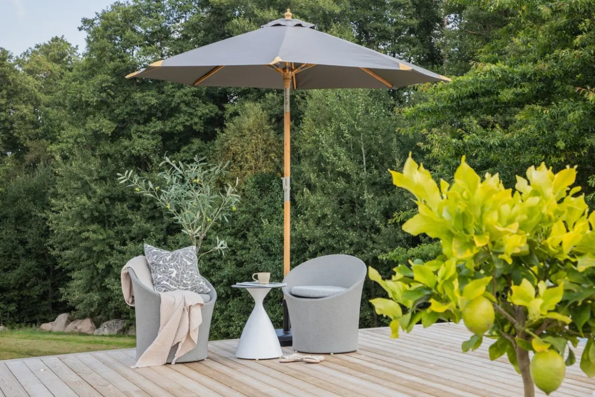 Garten Sonnenschirm Boho – Ø270 cm in wahlweise Schwarz oder Grau