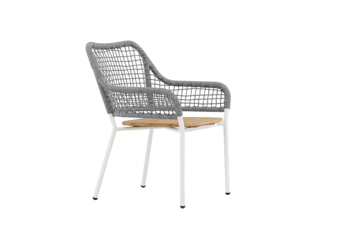 Gartenstuhl Amore - In Grau mit einer Sitzfläche aus Teakholz