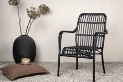 Gartenstuhl Tivaro - aus Rattan in Schwarz