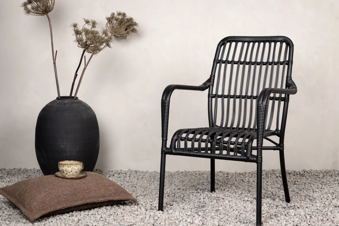 Gartenstuhl Tivaro - aus Rattan in Schwarz