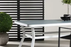 Gartentisch Amaré - Matte Glasplatte auf Aluminiumgestell
