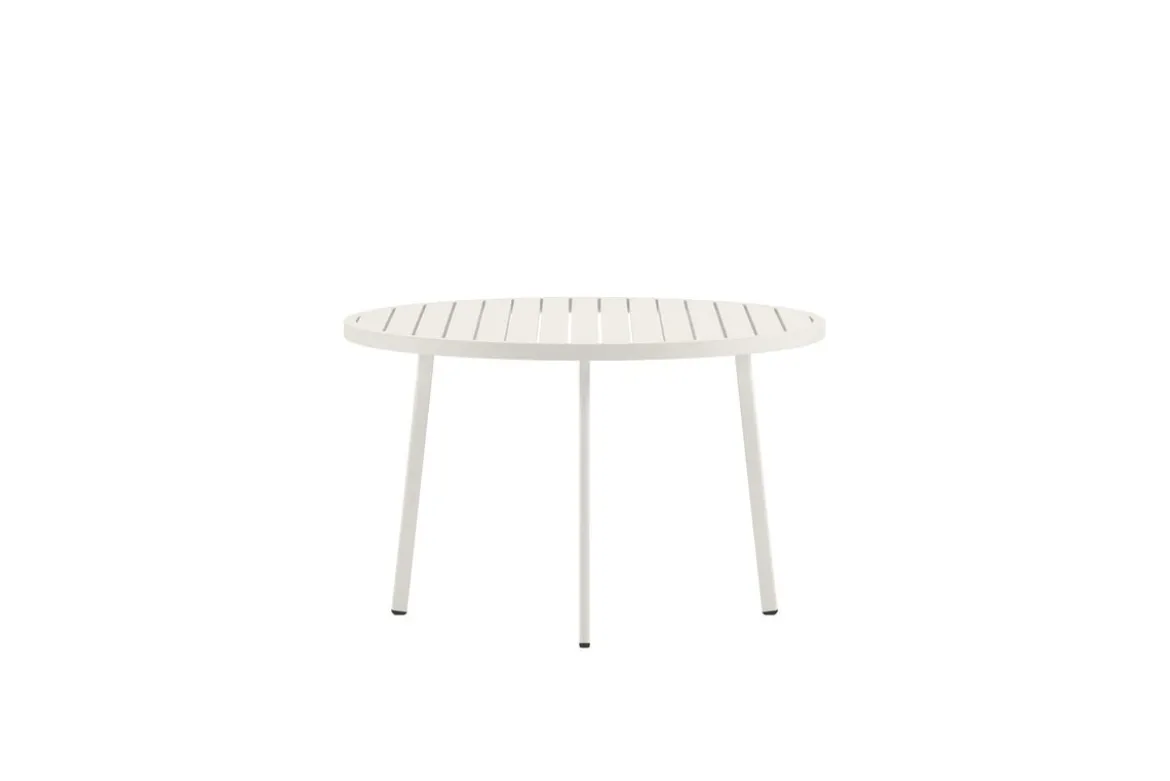 Gartentisch Avessa - Runder Gartentisch aus beigem Aluminium
