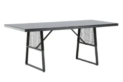 Gartentisch Kaoni - eine Kombination aus schwarzem Stahl und dunkler Glasplatte