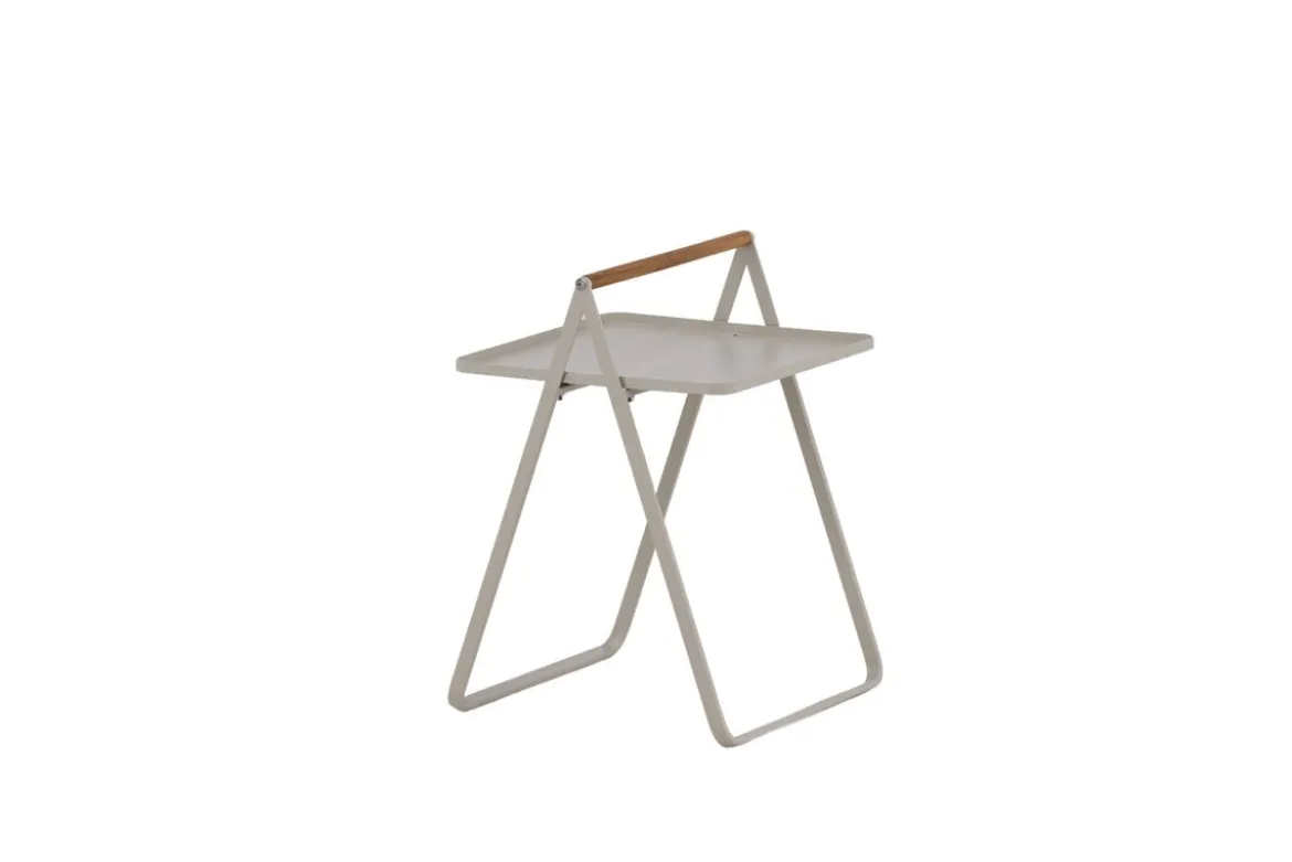 Gartentisch Moyo - ein Beistelltisch mit quadratischer Tischplatte und einem Griff aus Teakholz