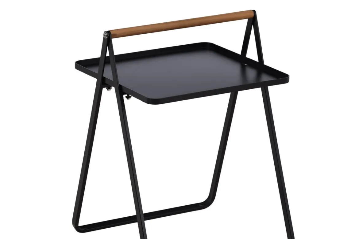 Gartentisch Moyo - ein Beistelltisch mit quadratischer Tischplatte und einem Griff aus Teakholz
