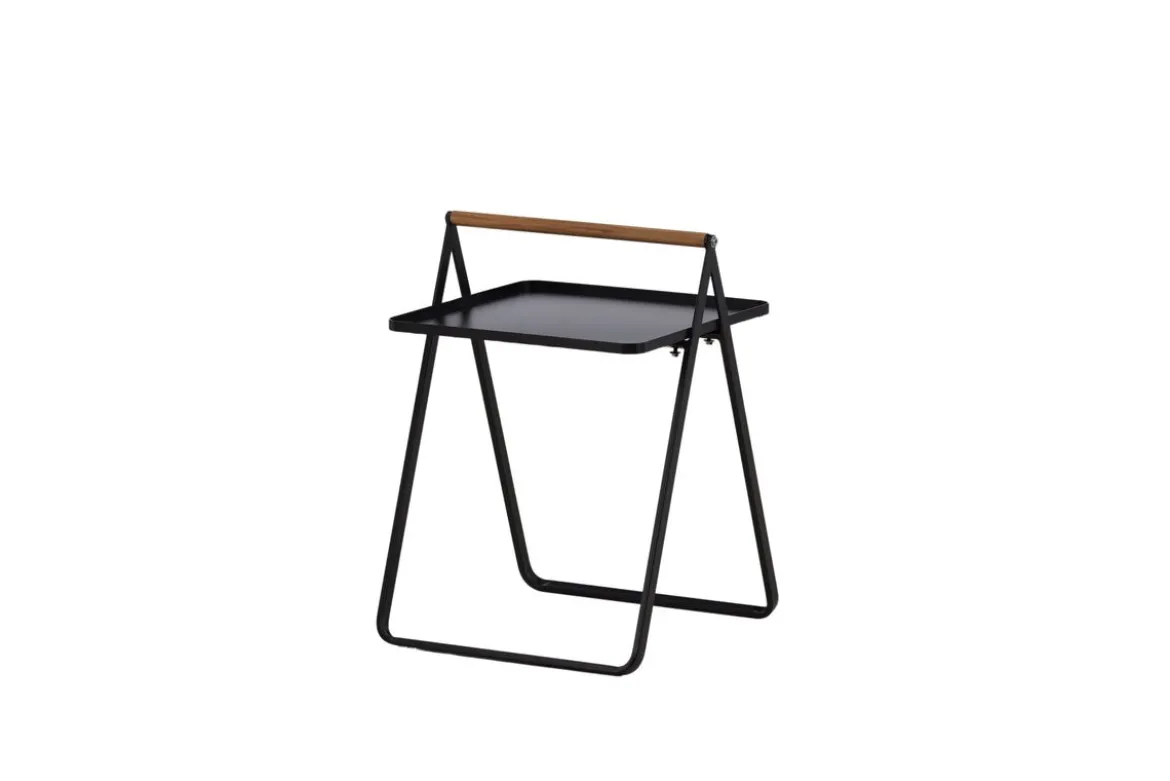 Gartentisch Moyo - ein Beistelltisch mit quadratischer Tischplatte und einem Griff aus Teakholz