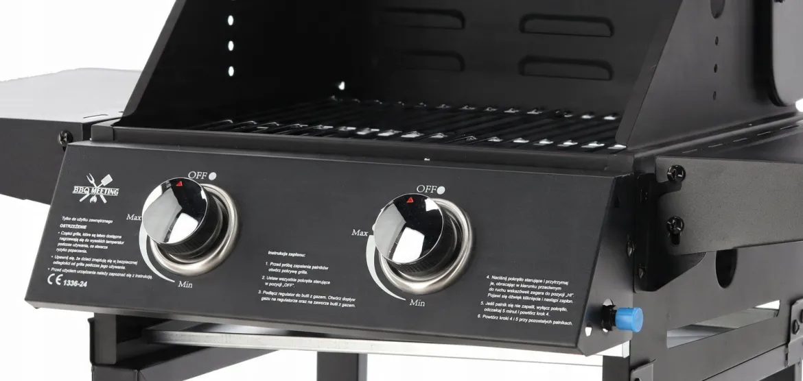 Gasgrill BarbecuePro – 2-Brenner Grillwagen mit Thermometer & klappbaren Seitentischen