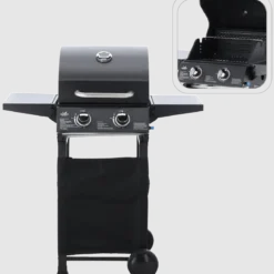 Gasgrill BarbecuePro – 2-Brenner Grillwagen mit Thermometer & klappbaren Seitentischen