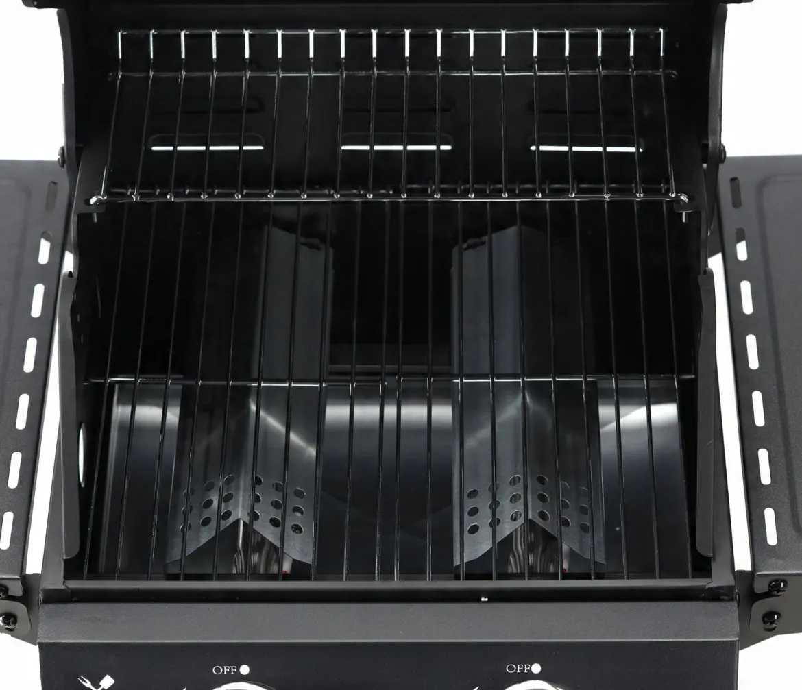 Gasgrill BarbecuePro – 2-Brenner Grillwagen mit Thermometer & klappbaren Seitentischen
