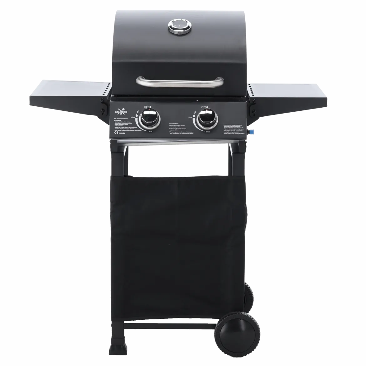 Gasgrill BarbecuePro – 2-Brenner Grillwagen mit Thermometer & klappbaren Seitentischen