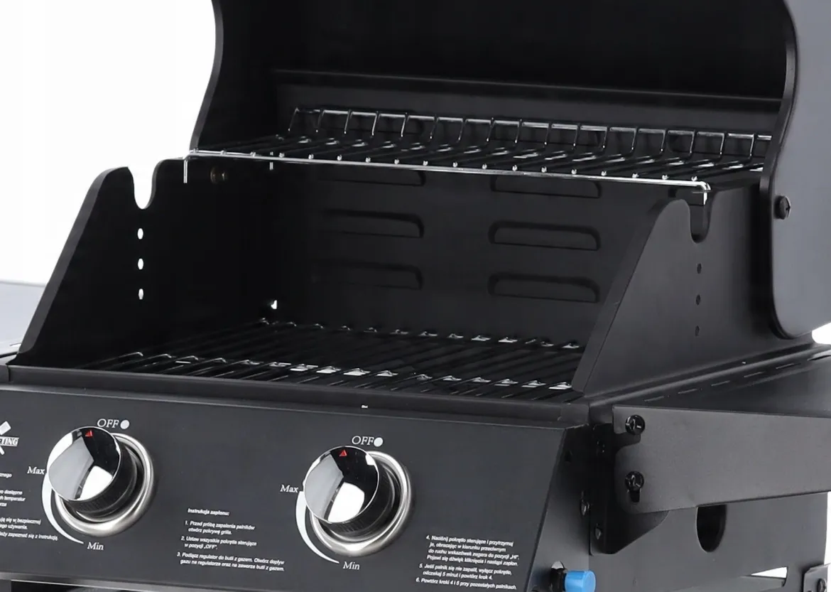 Gasgrill BarbecuePro – 2-Brenner Grillwagen mit Thermometer & klappbaren Seitentischen