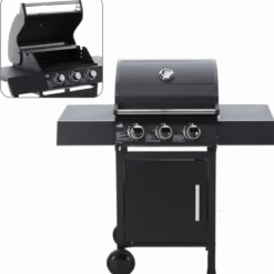 Gasgrill BarbecuePro XL – 3-Brenner Grillwagen mit Warmhalterost