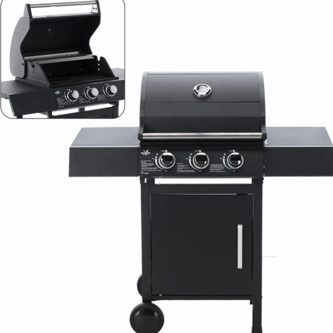 Gasgrill BarbecuePro XL – 3-Brenner Grillwagen mit Warmhalterost