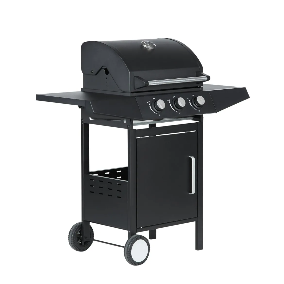 Gasgrill BarbecuePro XL – 3-Brenner Grillwagen mit Warmhalterost