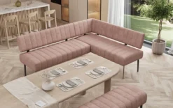 Gepolsterte Essbank Montero aus robustem Stoff mit Metallbeinen