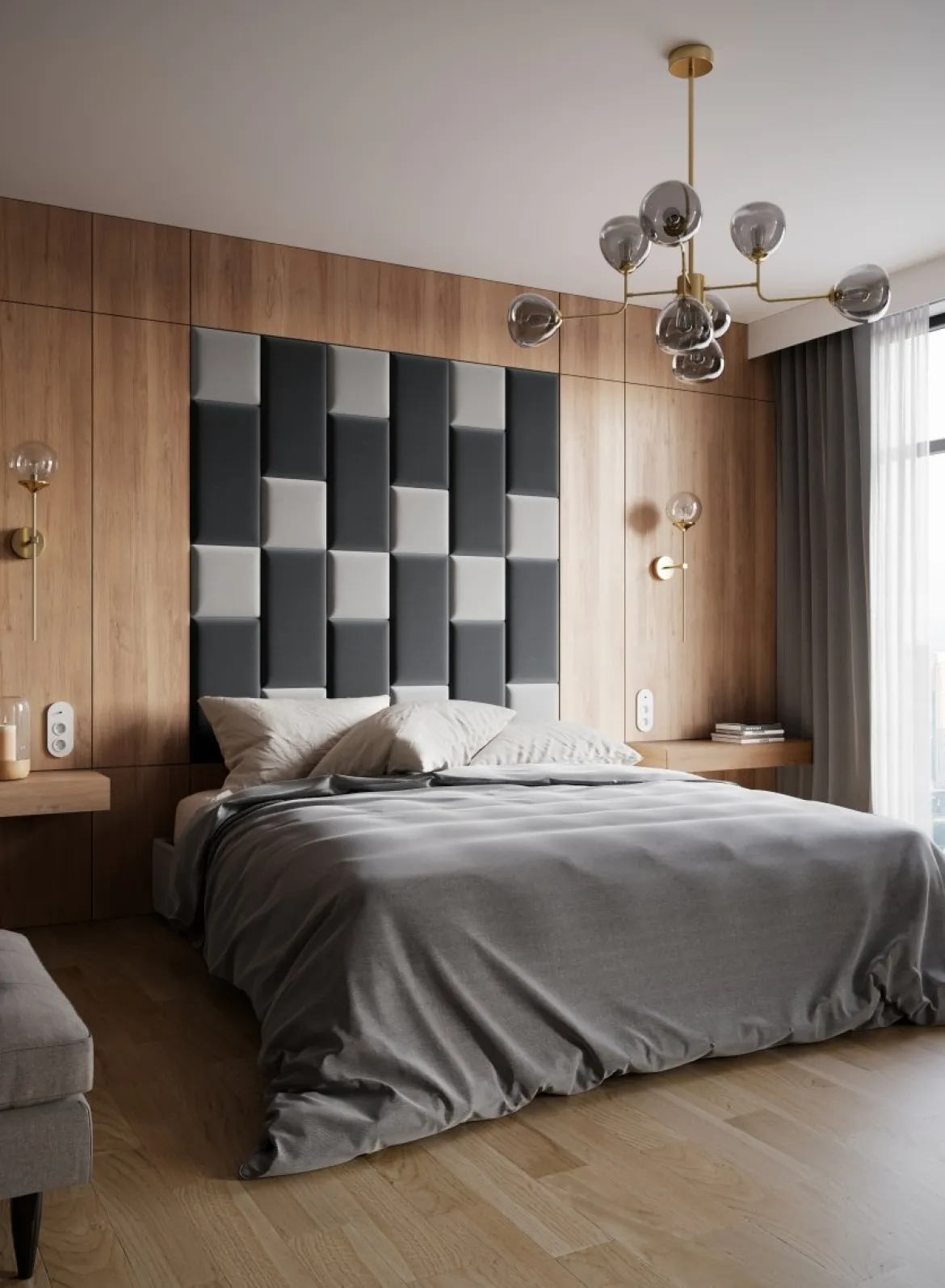 Gepolstertes Wandpaneel - Set Samt 180x180 cm