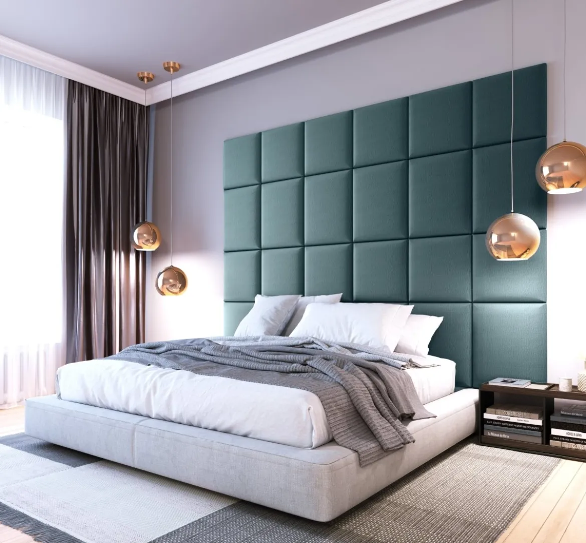 Gepolstertes Wandpaneel - Set Samt 240x180 cm