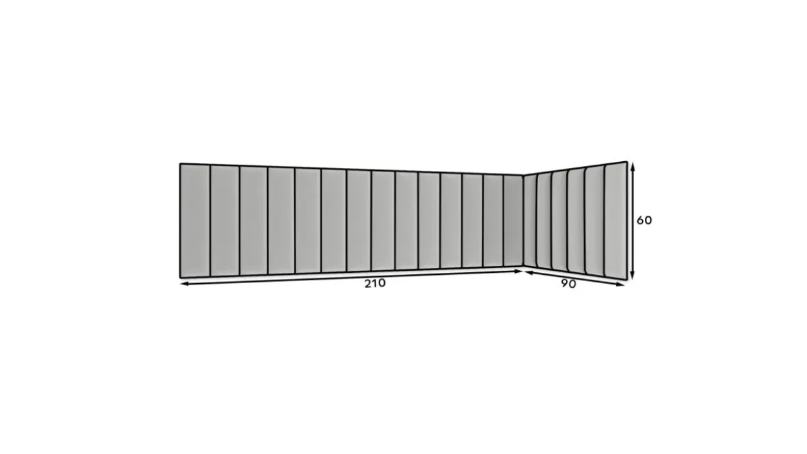 Gepolstertes Wandpaneel - Set Samt 210x90x60 cm