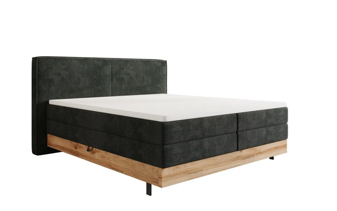 Holzbett/Boxspringbett Nero mit Stauraum in Cord