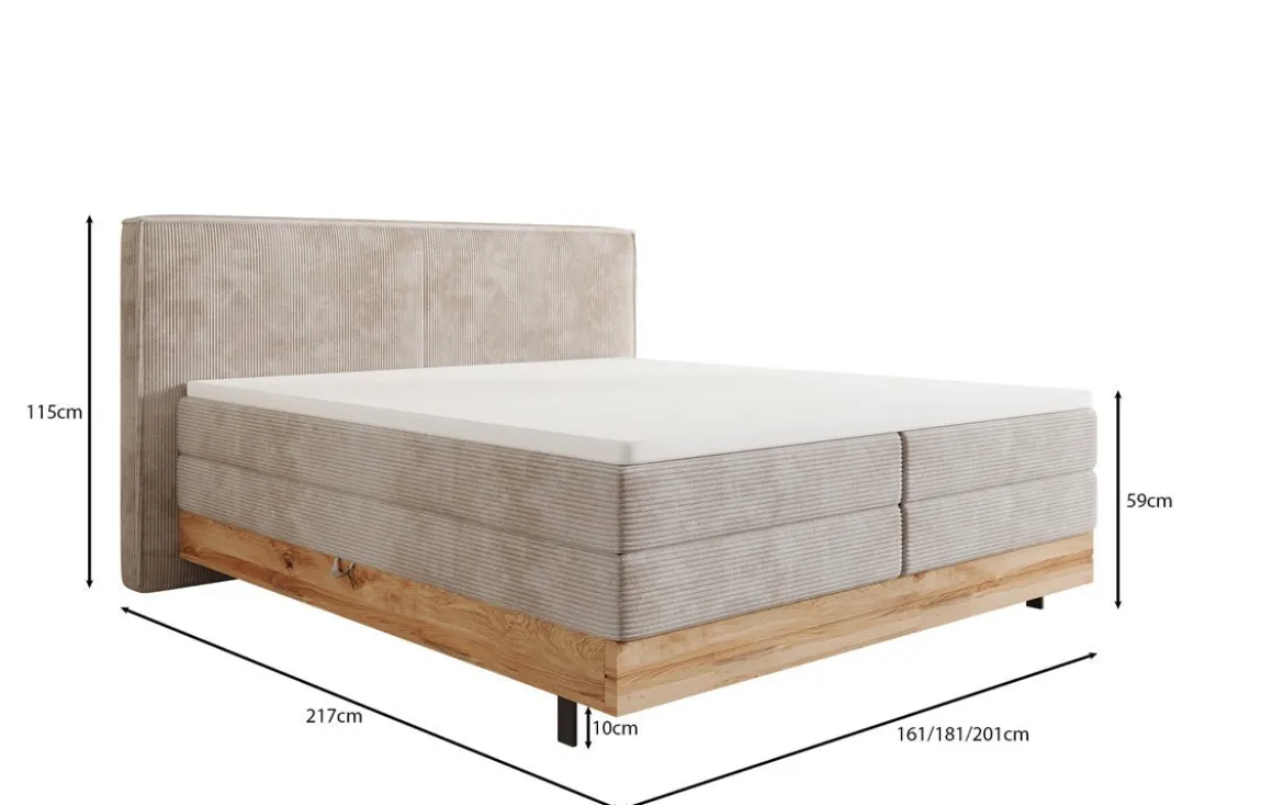 Holzbett/Boxspringbett Nero mit Stauraum in Cord