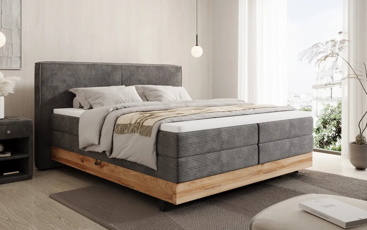 Holzbett/Boxspringbett Nero mit Stauraum in Cord