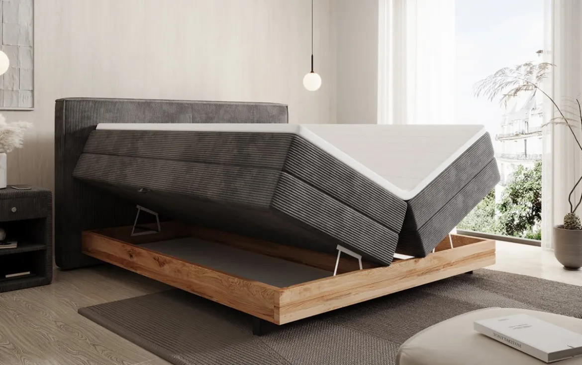 Holzbett/Boxspringbett Nero mit Stauraum in Cord